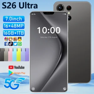 2026 Original Smartphone For S26 Ultra 5G 7.0HD Snapdragon 888 Dual Sim Card 16G+1TB Cell Phone Android Mobile Phones Unlocked