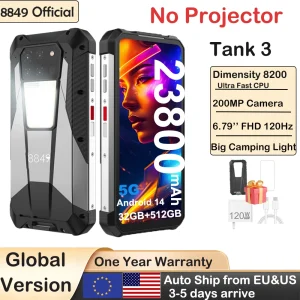 8849 Tank 3 Rugged Smartphone Android 5G 32+512GB 23800mAh 120W Charger 200MP 120Hz GPS Dual SIM Cell Phone