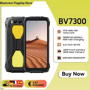 Blackview BV7300 Rugged Smartphone Android 14, 18GB (6+12) 256GB, 6.67" Mobile Phone,15000mAh/45W, Dual 800LM Camping Light, NFC